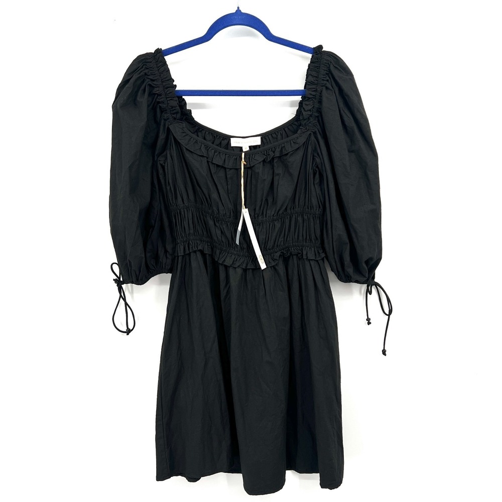 NEW House of Harlow babydoll mini dress black whimsigoth boho dark coquette M